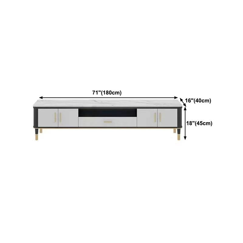 Soporte para TV estilo Glam, consola para TV con almacenamiento abierto de piedra y 2 puertas Clearhalo