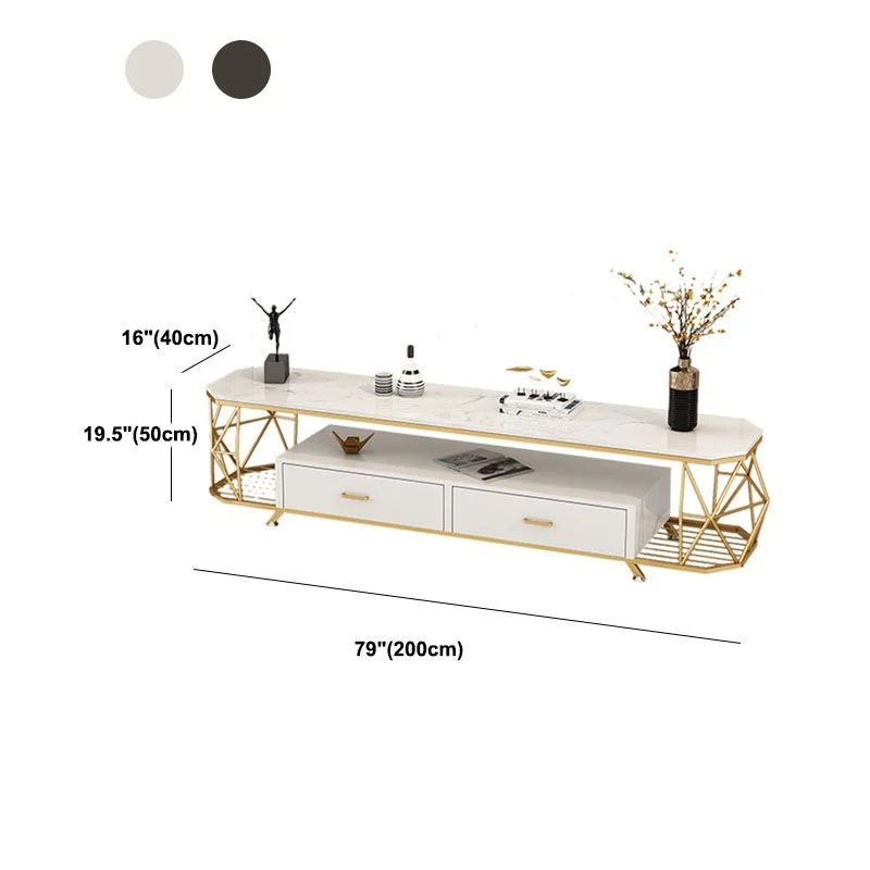Soporte para TV estilo Glam, consola para TV con almacenamiento cerrado de 4 niveles y 2 cajones Negro Clearhalo