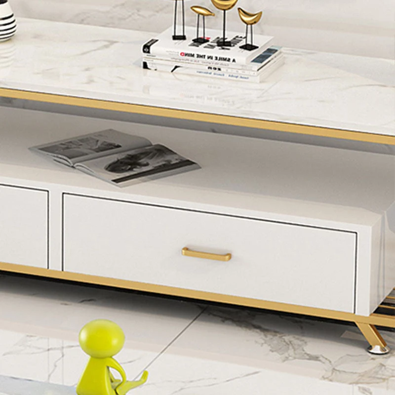 Soporte para TV estilo Glam, consola para TV con almacenamiento cerrado de 4 niveles y 2 cajones Negro Clearhalo