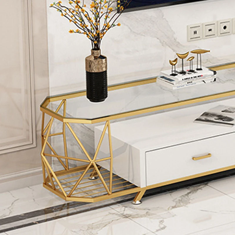 Soporte para TV estilo Glam, consola para TV con almacenamiento cerrado de 4 niveles y 2 cajones Negro Clearhalo