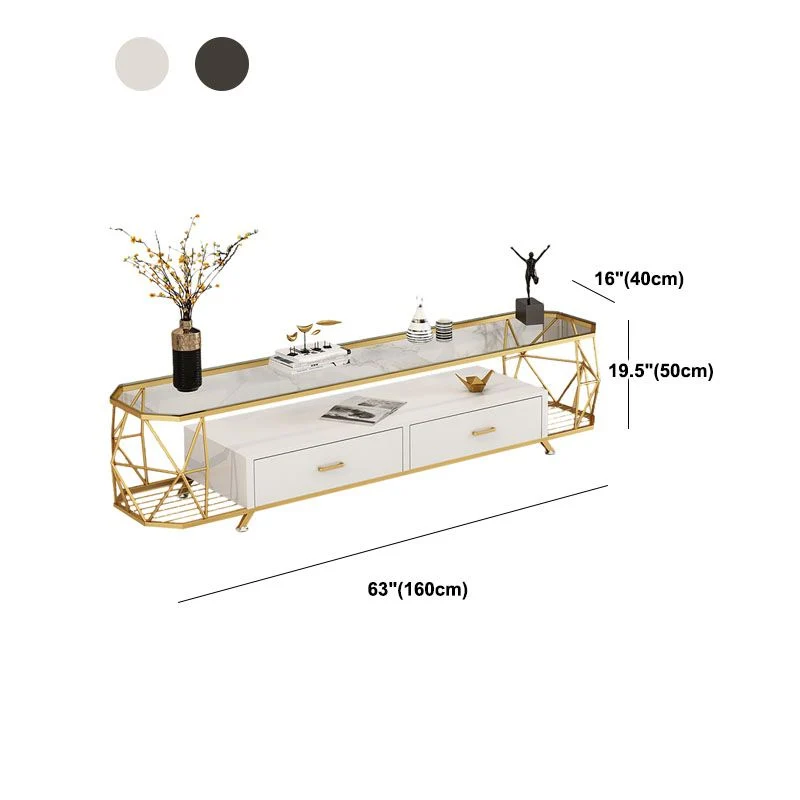 Soporte para TV estilo Glam, consola para TV con almacenamiento cerrado de 4 niveles y 2 cajones Negro Clearhalo