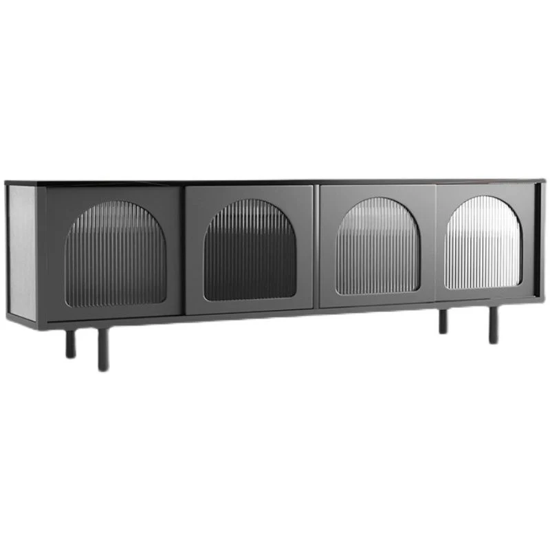Soporte para TV de estilo moderno Consola de TV con almacenamiento cerrado de piedra con 4 puertas Blanco Clearhalo