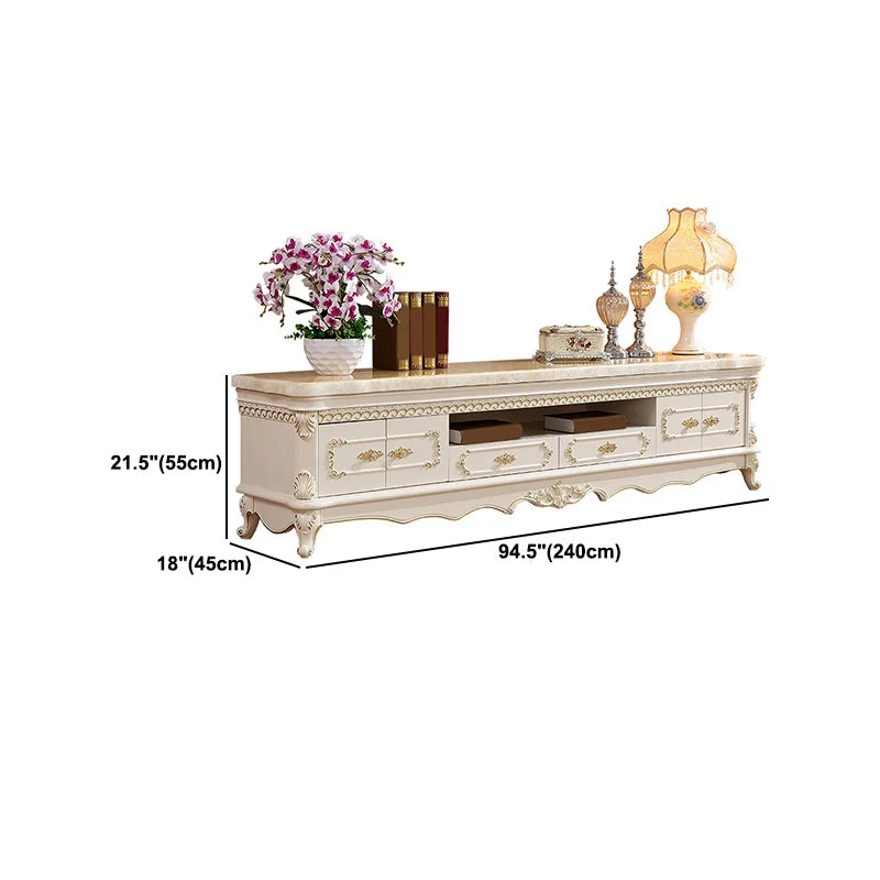 Soporte para TV Glam con 2 cajones, consola multimedia de madera maciza, soporte para TV Clearhalo