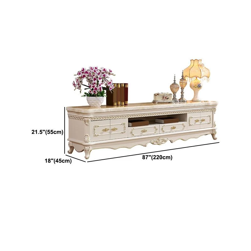 Soporte para TV Glam con 2 cajones, consola multimedia de madera maciza, soporte para TV Clearhalo
