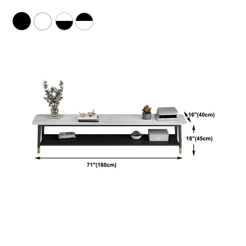 Soporte para TV Glam Style Stone, 2 estantes, almacenamiento abierto, consola para TV Negro Clearhalo