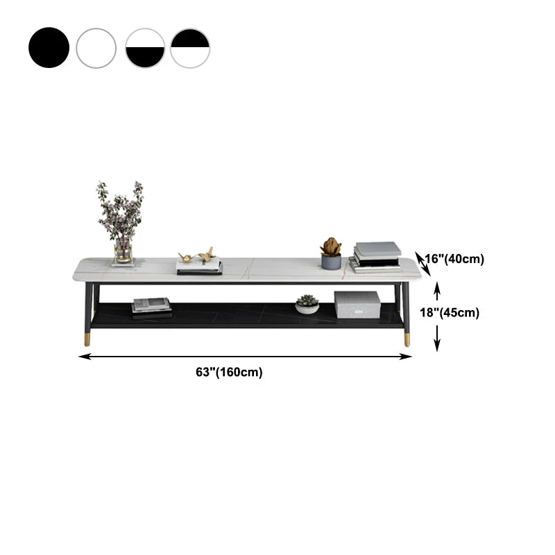 Soporte para TV Glam Style Stone, 2 estantes, almacenamiento abierto, consola para TV Negro Clearhalo