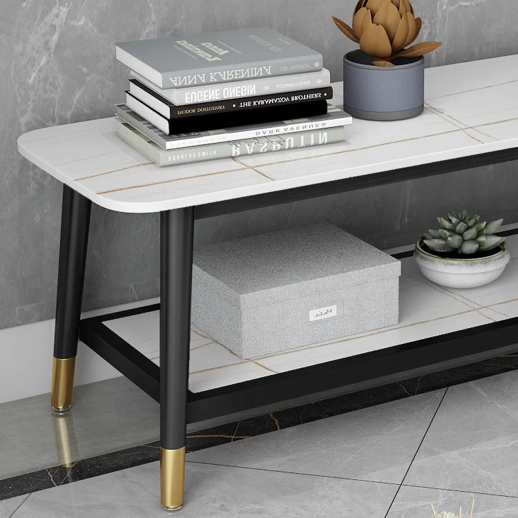 Soporte para TV Glam Style Stone, 2 estantes, almacenamiento abierto, consola para TV Negro Clearhalo