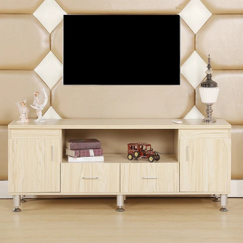 Soporte para TV de madera de estilo escandinavo, consola de TV con almacenamiento abierto y estantes Blanco Clearhalo