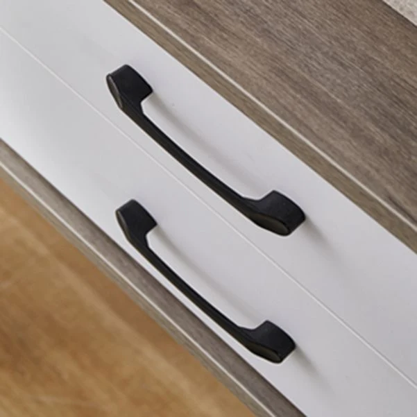Soporte para TV de madera maciza y consola multimedia, consola de TV con almacenamiento abierto y cajones Gris Clearhalo
