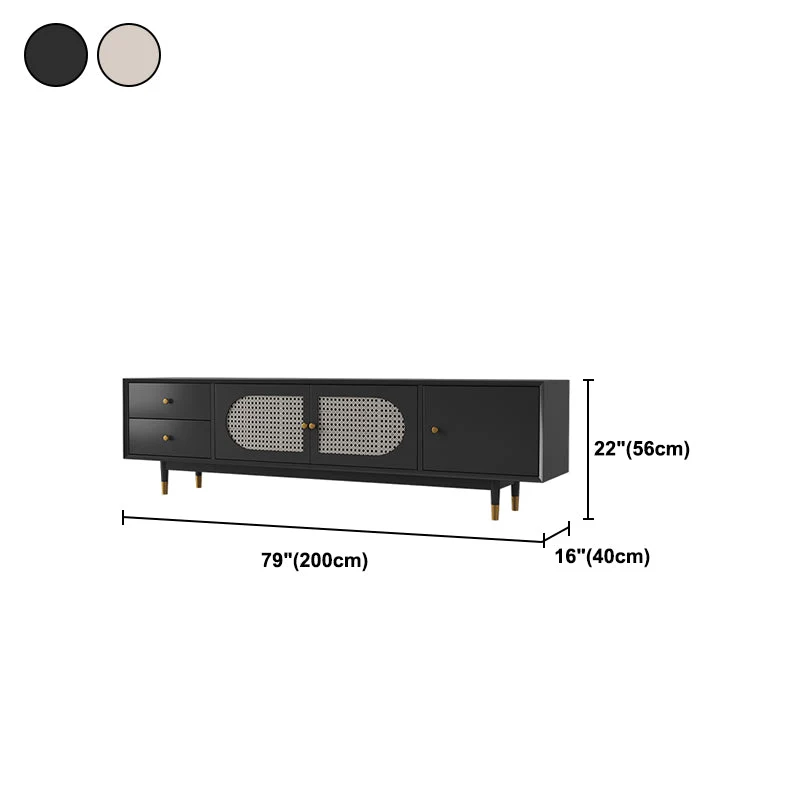 Soporte para TV moderno de 16" D, consola multimedia de almacenamiento cerrada de madera con 2 cajones y 1 puerta Albarico...