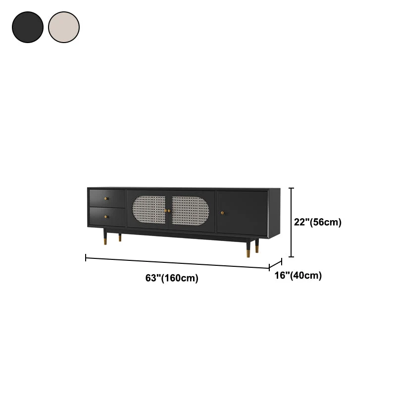 Soporte para TV moderno de 16" D, consola multimedia de almacenamiento cerrada de madera con 2 cajones y 1 puerta Albarico...