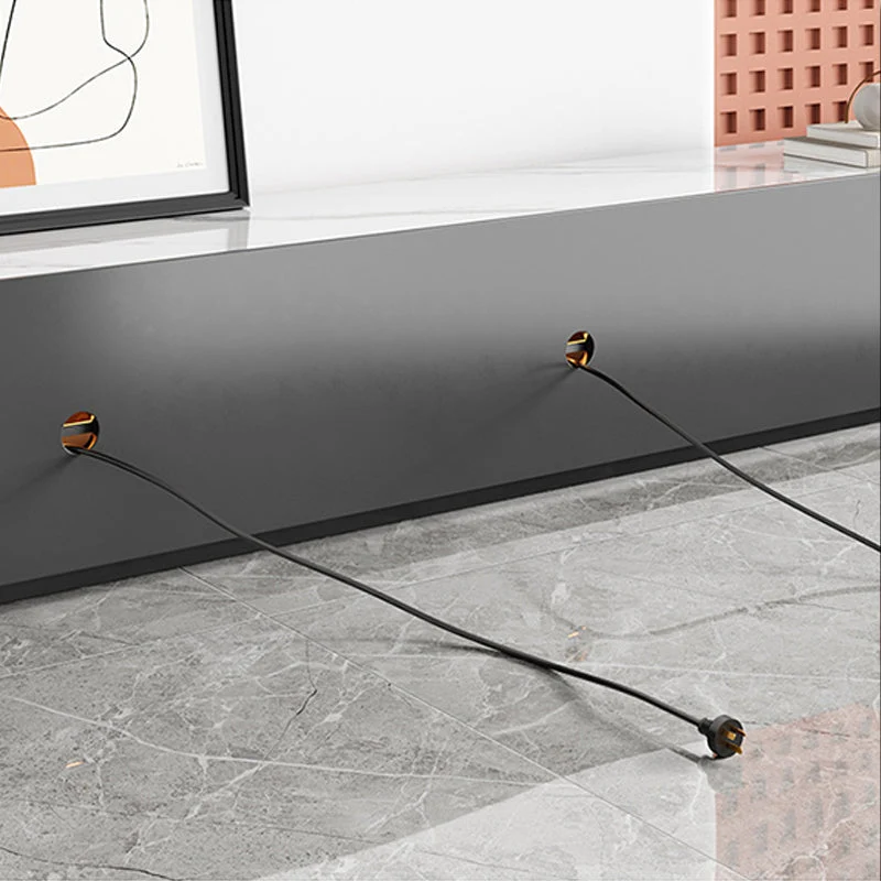 Soporte para TV moderno de 16" D, consola de TV de pizarra con almacenamiento cerrado y puerta de vidrio Blanco Clearhalo