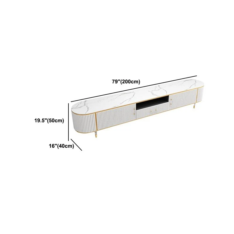Soporte para TV de piedra estilo Glam, consola con almacenamiento abierto para TV con 2 puertas Clearhalo