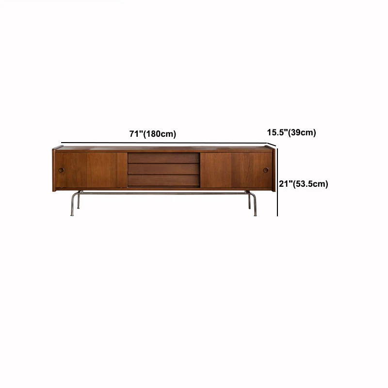 Soporte tradicional para TV marrón con cajones Consola de soporte para TV de madera Clearhalo