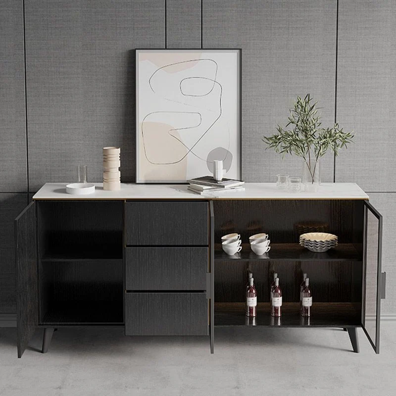 Stone Credenza Buffet de comedor estilo moderno con gabinetes y cajones Clearhalo