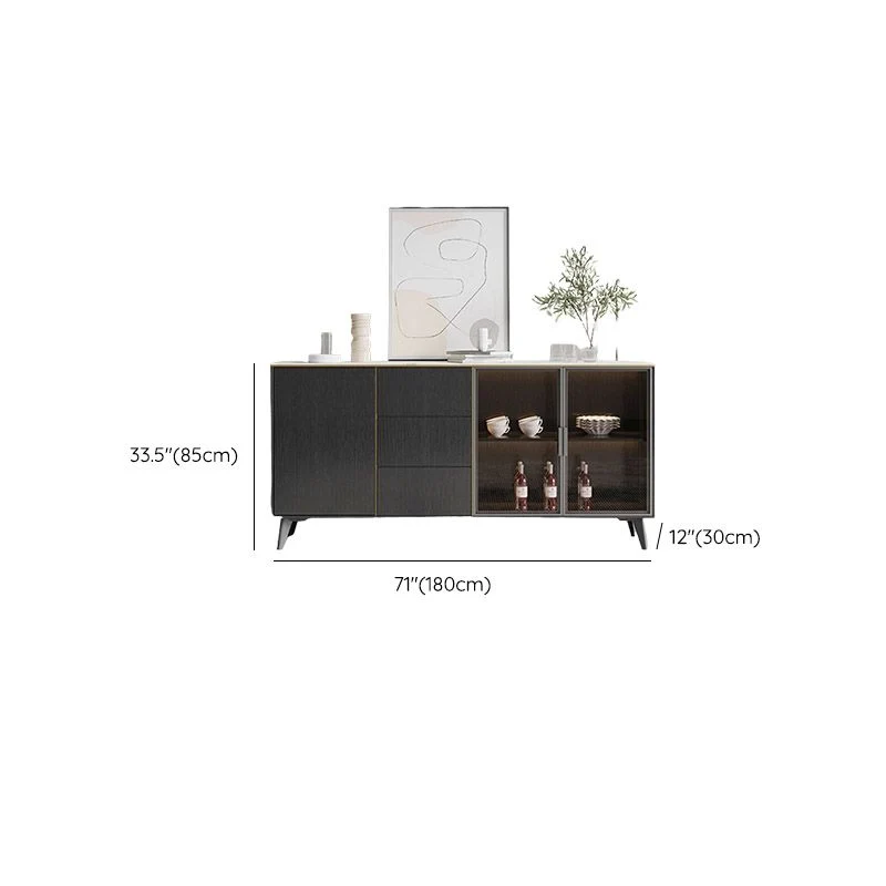 Stone Credenza Buffet de comedor estilo moderno con gabinetes y cajones Clearhalo