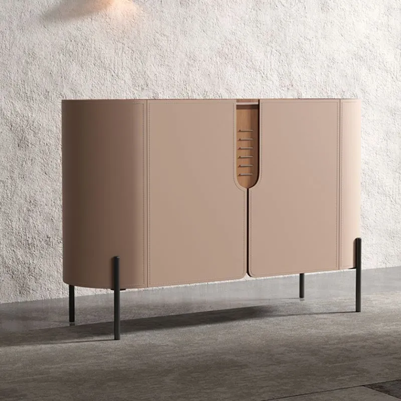 Stone Credenza Servidor estilo moderno con gabinetes y cajones Caqui Clearhalo