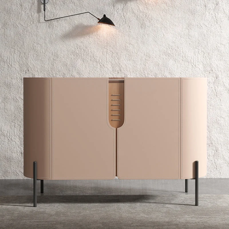 Stone Credenza Servidor estilo moderno con gabinetes y cajones Caqui Clearhalo