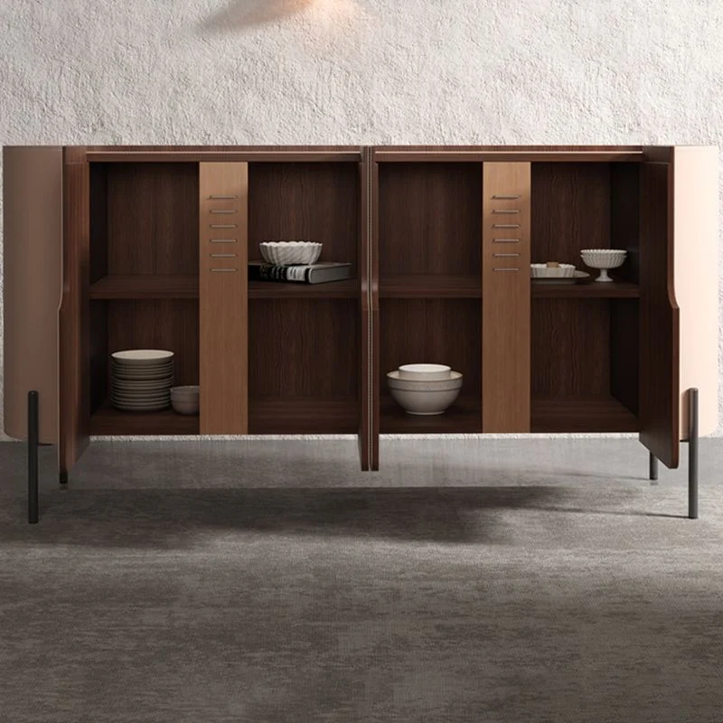 Stone Credenza Servidor estilo moderno con gabinetes y cajones Caqui Clearhalo