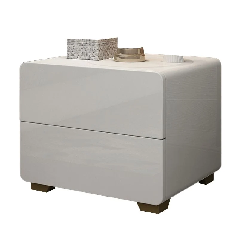Table De Chevet Minimaliste Moderne 2 Tiroirs Rangement Imitación Madera Table De Chevet Blanco Clearhalo