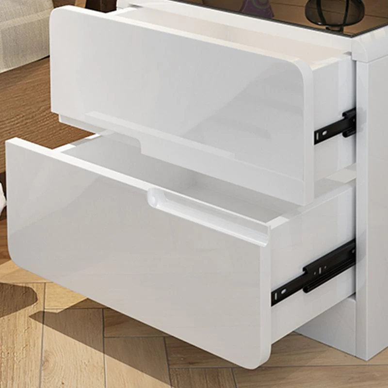Table De Chevet Minimaliste Moderne 2 Tiroirs Rangement Imitación Madera Table De Chevet Blanco Clearhalo