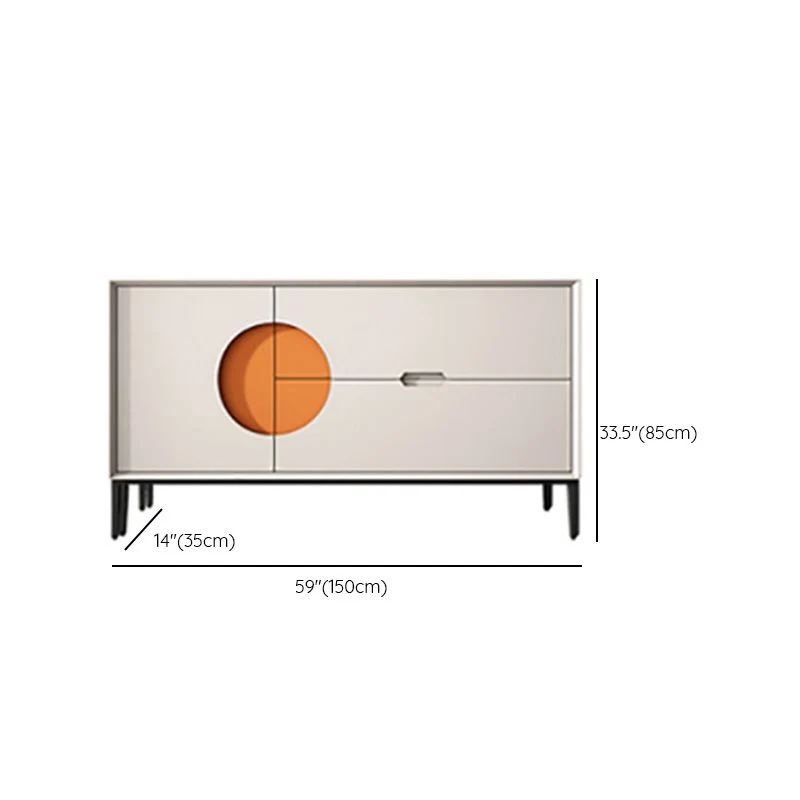 Tablero auxiliar de madera Glam Style Credenza con cajones y gabinetes Blanco Clearhalo