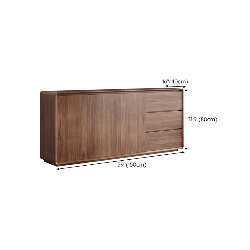 Tablero auxiliar de madera para buffet de comedor Glam con gabinetes y cajones Clearhalo