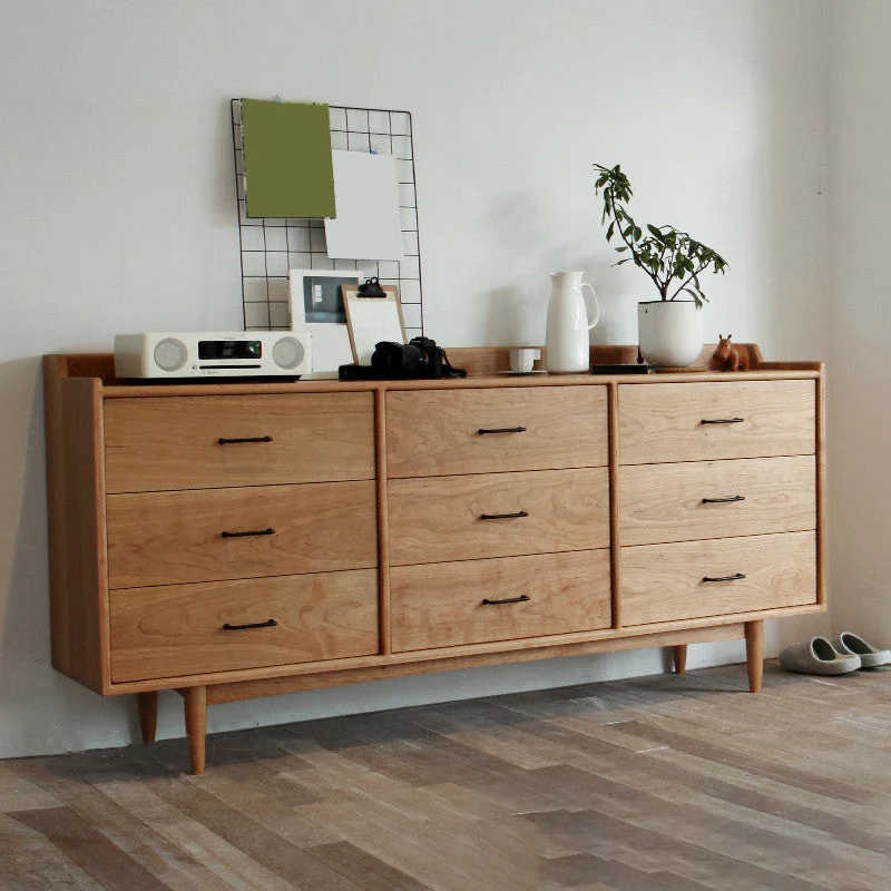 Tablero auxiliar de madera para el hogar, aparador rectangular minimalista moderno con cajones Clearhalo