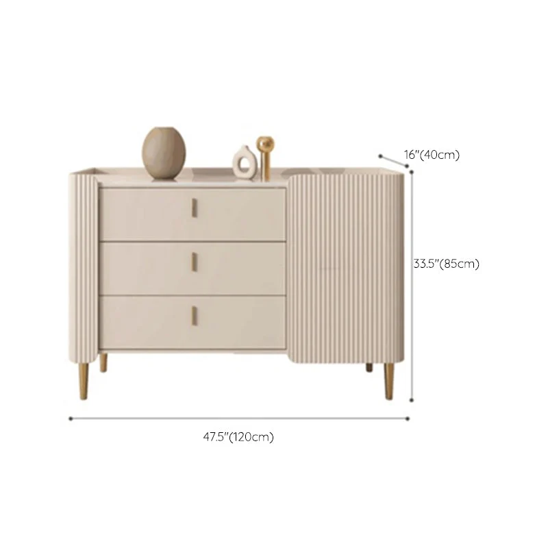 Tablero lateral casero de lujo del gabinete del aparador de piedra sinterizada rectangular con cajones y puertas Clearhalo