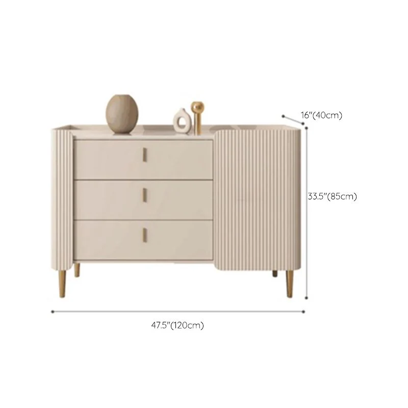 Tablero lateral casero de lujo del gabinete del aparador de piedra sinterizada rectangular con cajones y puertas Clearhalo