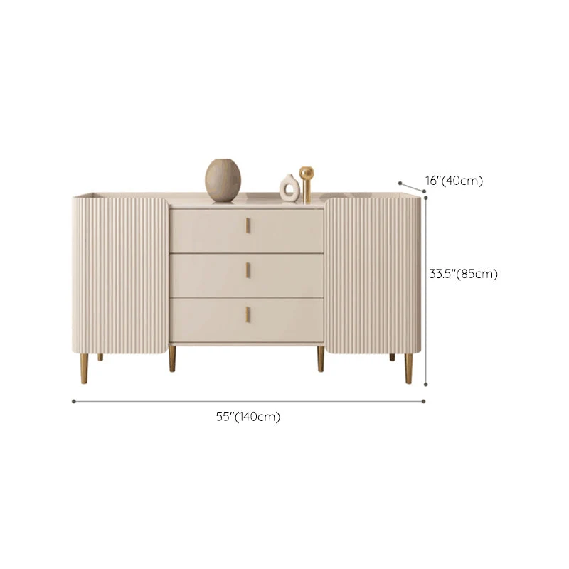 Tablero lateral casero de lujo del gabinete del aparador de piedra sinterizada rectangular con cajones y puertas Clearhalo