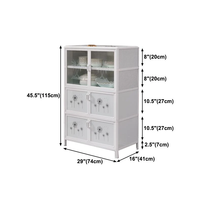 Tablero lateral de cristal blanco del aparador del buffet del almacenamiento abierto de la cocina del metal Clearhalo