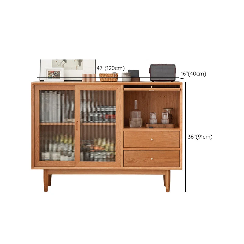 Tablero lateral de estanterí ajustable de madera Sideboa contemporáneo con cajones y gabinetes Marron Clearhalo