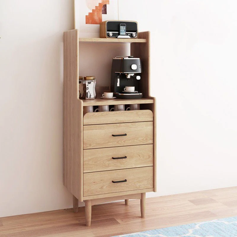 Tablero lateral de madera Aparador abierto minimalista moderno para el hogar con cajones Naturales Clearhalo
