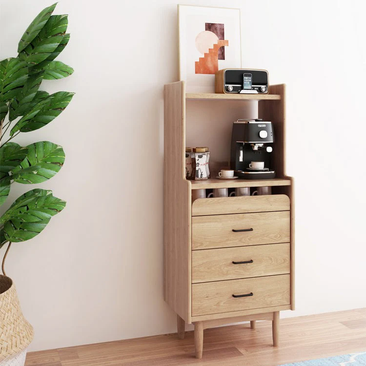Tablero lateral de madera Aparador abierto minimalista moderno para el hogar con cajones Naturales Clearhalo