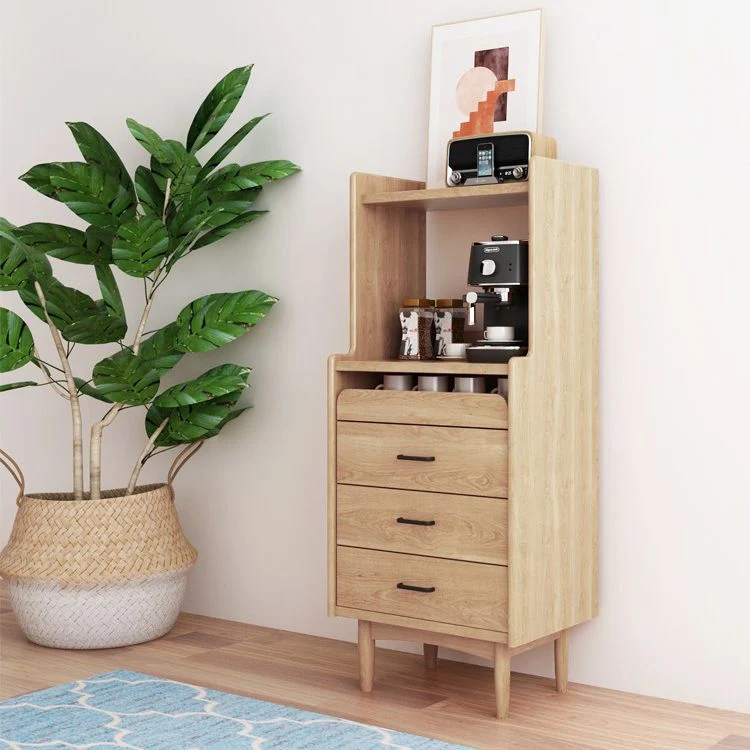 Tablero lateral de madera Aparador abierto minimalista moderno para el hogar con cajones Naturales Clearhalo