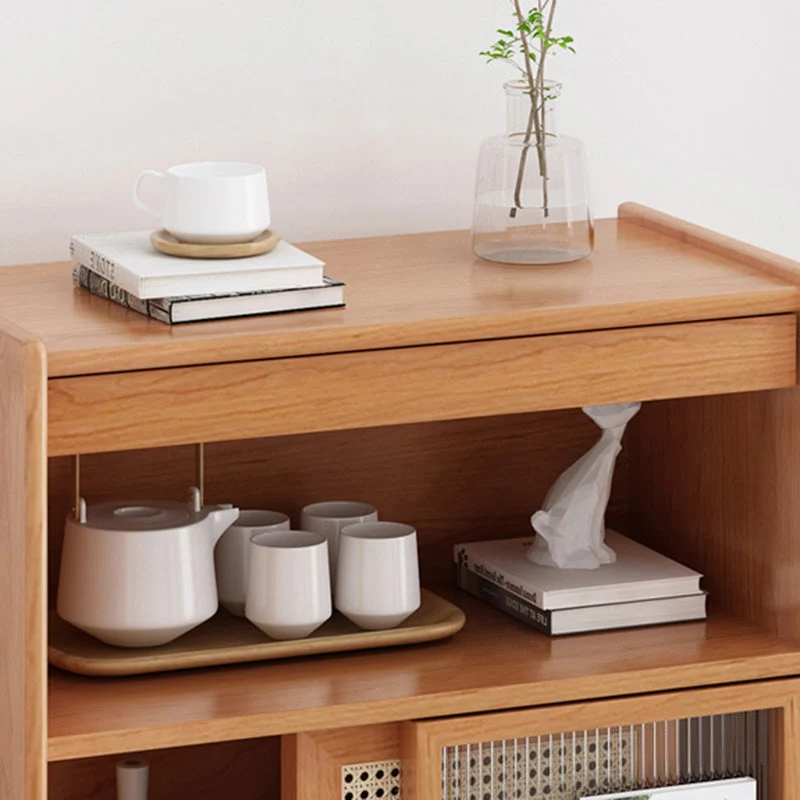 Tablero lateral de madera con puerta Aparador buffet marrón minimalista moderno Clearhalo