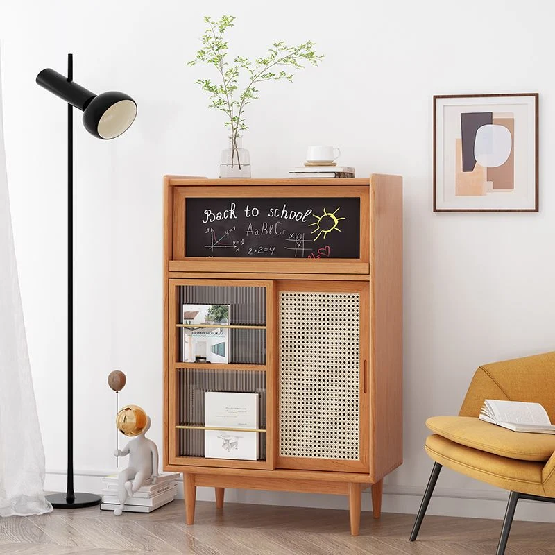 Tablero lateral de madera con puerta Aparador buffet marrón minimalista moderno Clearhalo