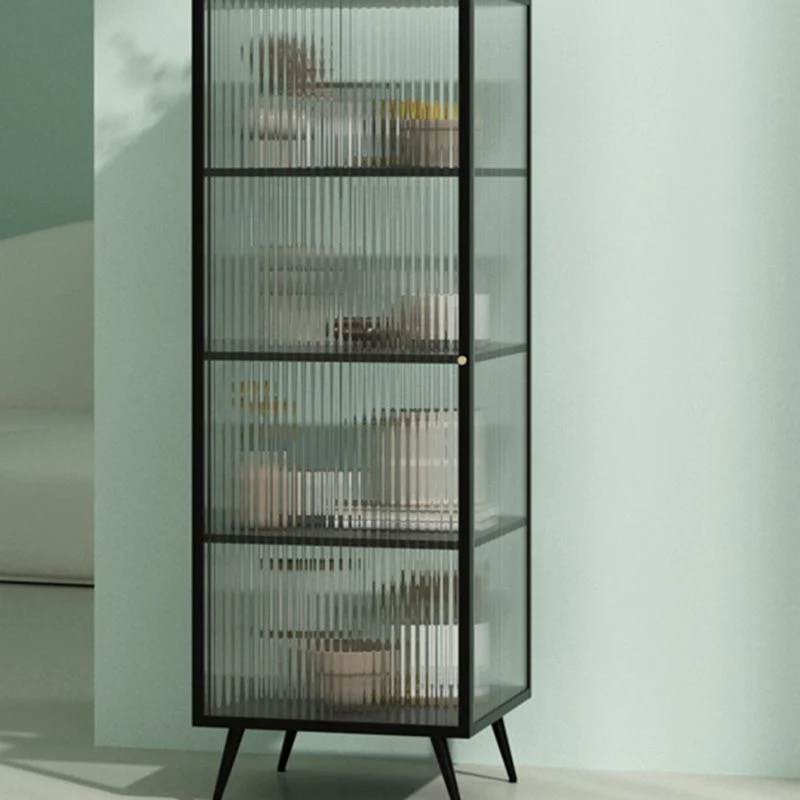 Tablero lateral de metal y vidrio de 53 pulgadas de alto, aparador rectangular minimalista moderno para el hogar con puert...