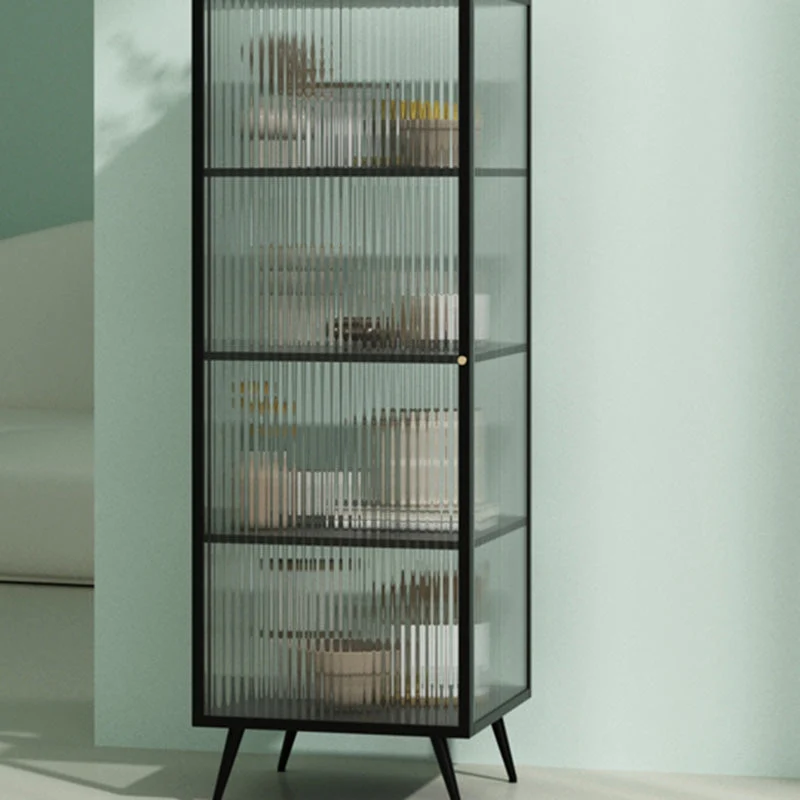Tablero lateral de metal y vidrio de 53 pulgadas de alto, aparador rectangular minimalista moderno para el hogar con puert...