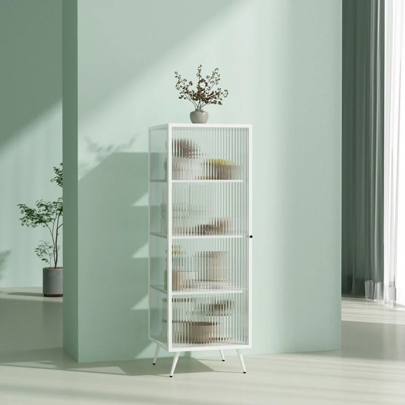 Tablero lateral de metal y vidrio de 53 pulgadas de alto, aparador rectangular minimalista moderno para el hogar con puert...