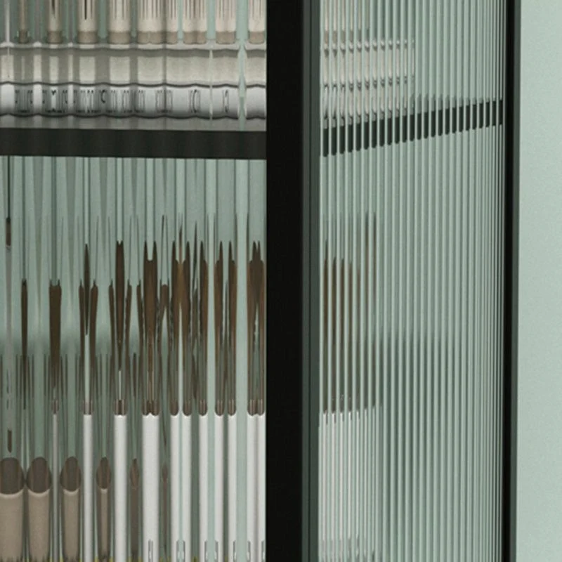 Tablero lateral de metal y vidrio de 53 pulgadas de alto, aparador rectangular minimalista moderno para el hogar con puert...