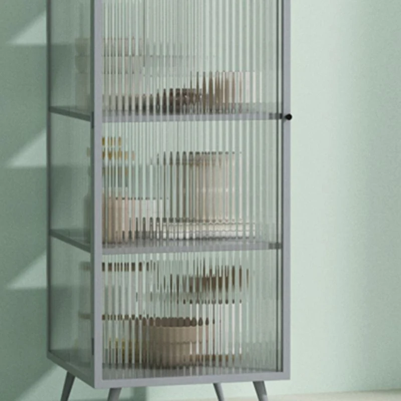 Tablero lateral de metal y vidrio de 53 pulgadas de alto, aparador rectangular minimalista moderno para el hogar con puert...