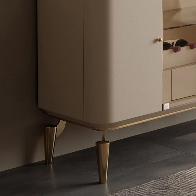 Tablero lateral de 4 puertas, piedra sinterizada, 1 cajón, servidor de comedor con botellero Negro Clearhalo