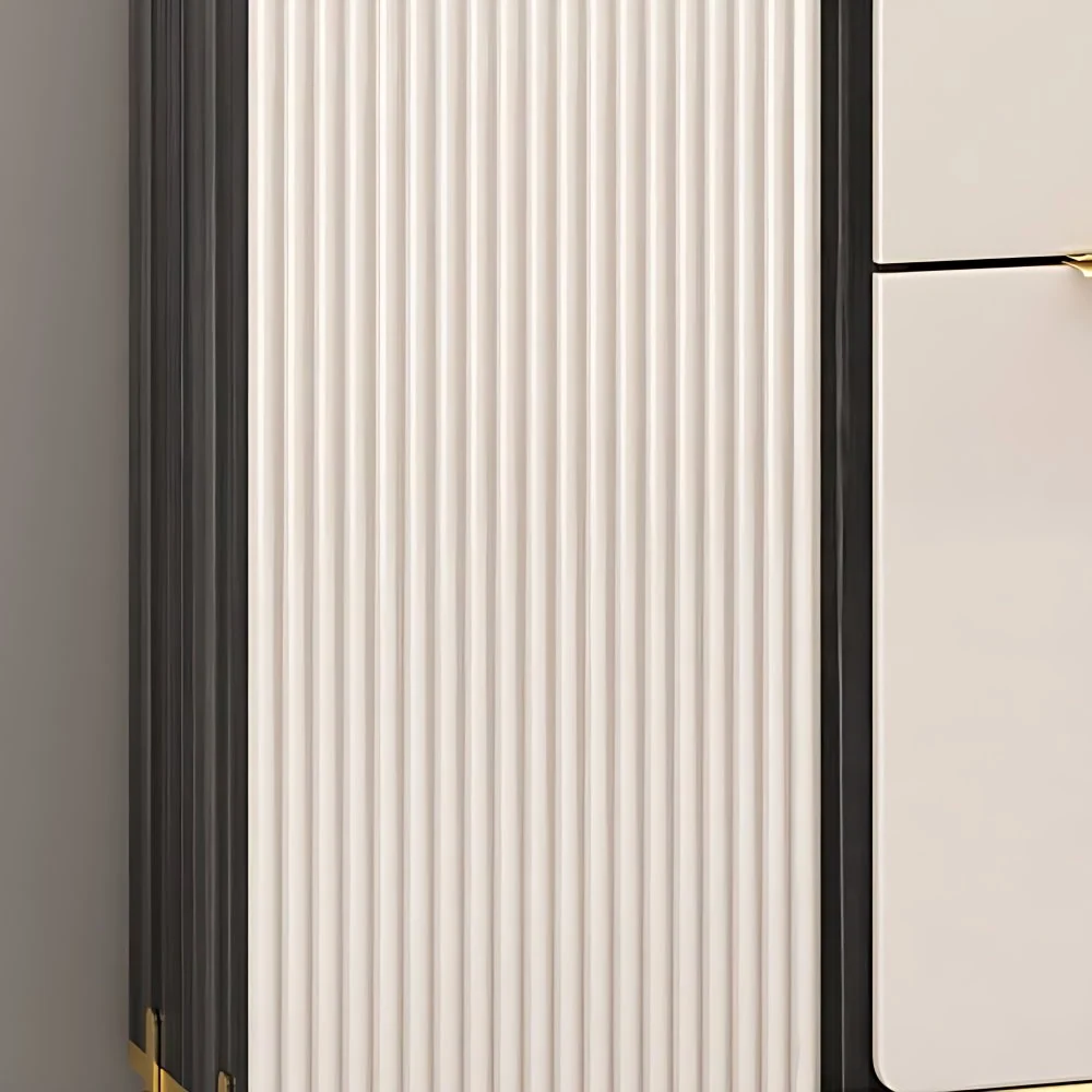 Tablero lateral de puertas de vidrio de piedra Credenza estilo Glam con gabinetes y cajones Clearhalo