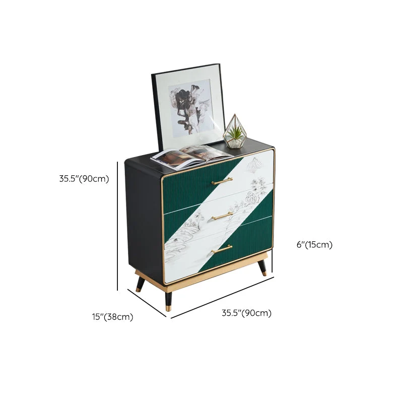 Tablero lateral rectangular de lujo del aparador del almacenamiento del hogar de piedra sinterizada Verde Clearhalo