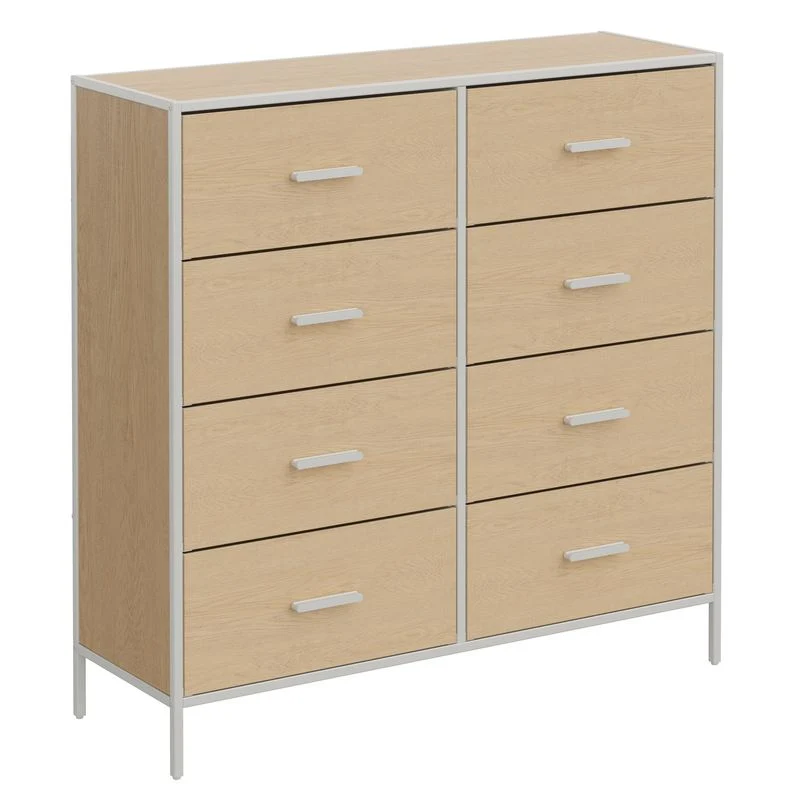 COMODA 8 CAJONES COLOR ABEDUL OSLO DCASA