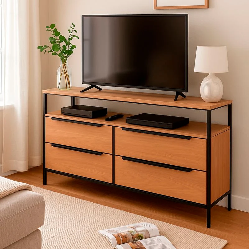 MUEBLE TV CAJONES 1 ESTANTE COLOR ROBLE SOHO DCASA