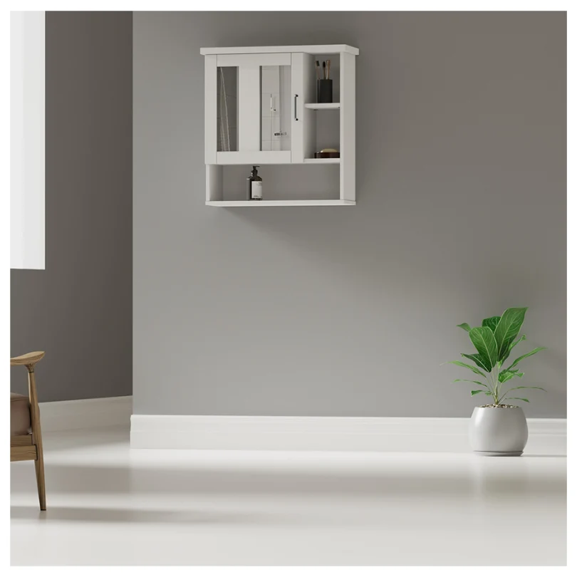 Mueble De Baño Flotante Con Espejo, Blanco Decoghar