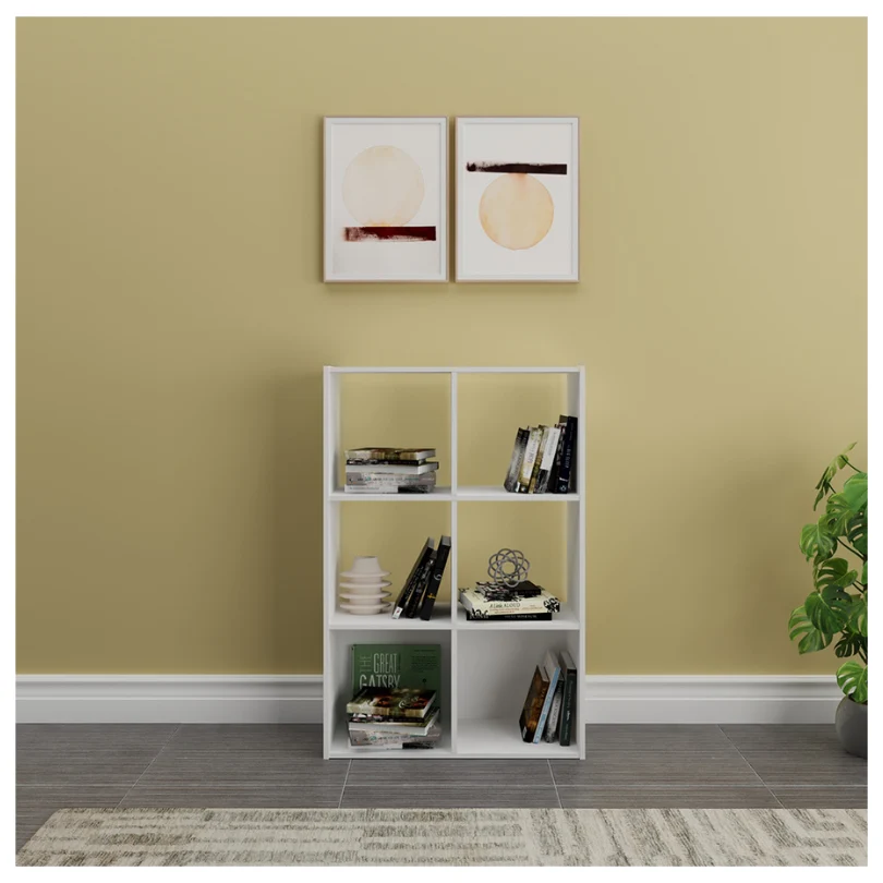 Mueble Organizador- Biblioteca 6 Cubos, Blanco Decoghar